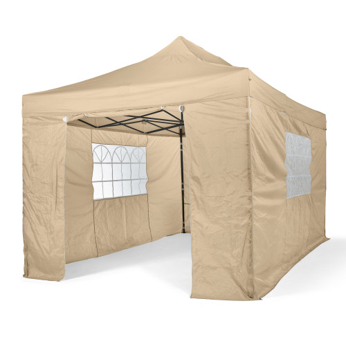 3x4.5m Pop Up Gazebo With Wheeled Bag, 4 Leg Weights, Rope and Pegs + 4 Side Walls ( STD )