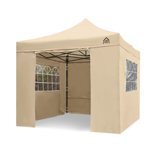 3x3m Pop Up Gazebo With Wheeled Bag, 4 Leg Weights, Rope and Pegs + 4 Superior / Heavyweight Side Walls (SUP)