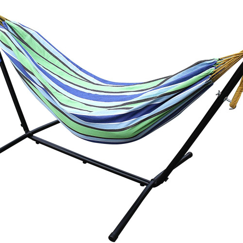 Ross James Garden Furniture, 100% Double Cotton Hammock with heavy Duty Metal Stand with over 200kg Weight Capacity